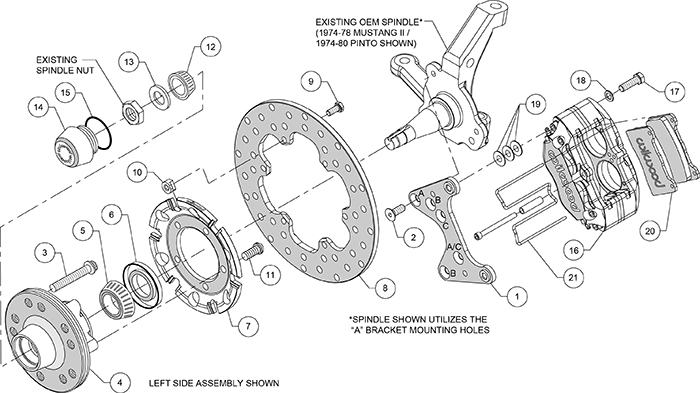 Dynapro Lug Mount Front Dynamic Drag Brake Kit Assembly Schematic