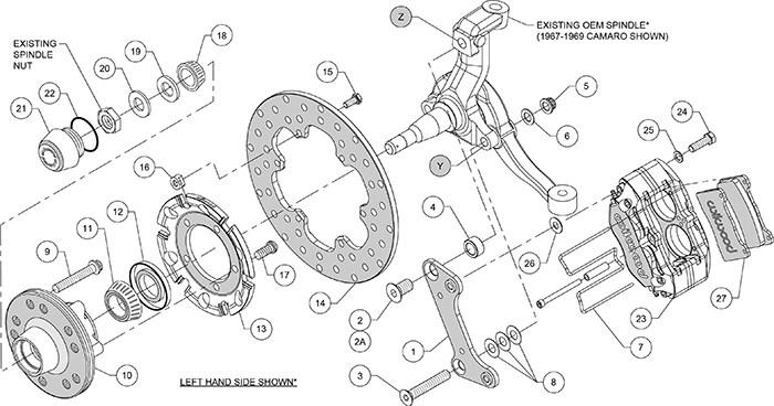 Dynapro Lug Mount Front Dynamic Drag Brake Kit Assembly Schematic