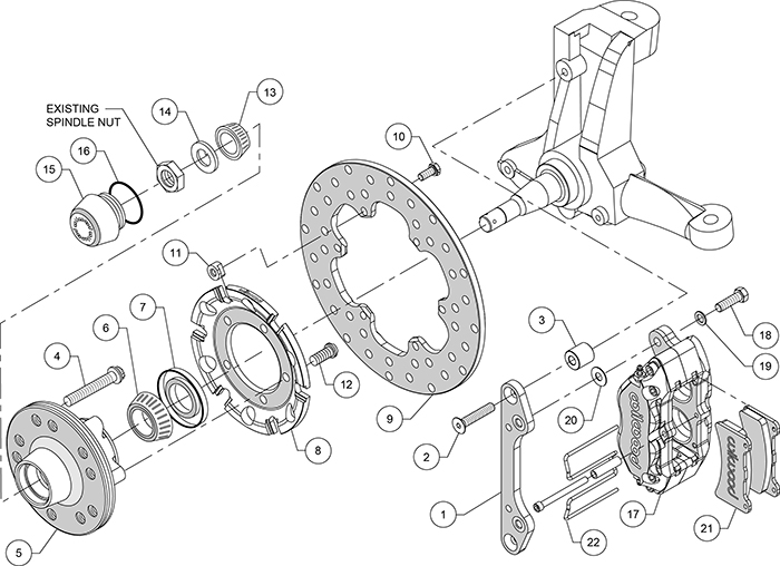 Dynapro Lug Mount Front Dynamic Drag Brake Kit Assembly Schematic