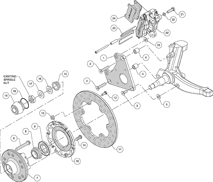 Dynapro Lug Mount Front Dynamic Drag Brake Kit Assembly Schematic