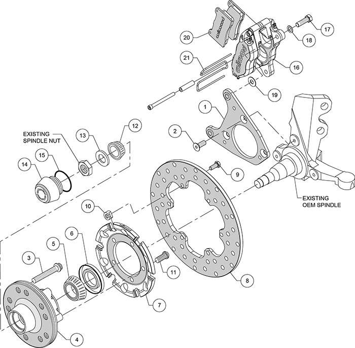 Dynapro Lug Mount Front Dynamic Drag Brake Kit Assembly Schematic