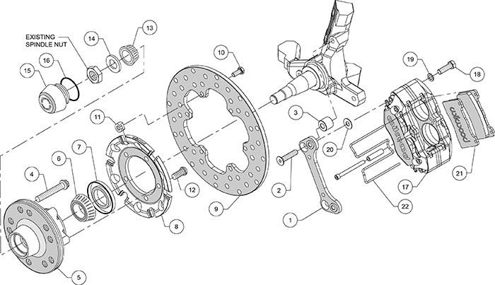 Dynapro Lug Mount Front Dynamic Drag Brake Kit Assembly Schematic
