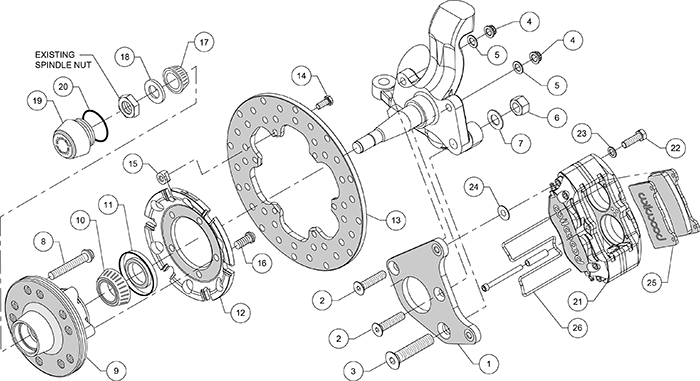 Dynapro Lug Mount Front Dynamic Drag Brake Kit Assembly Schematic