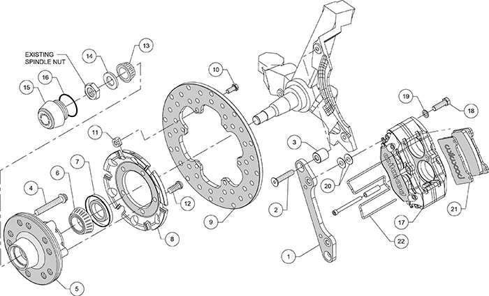 Dynapro Lug Mount Front Dynamic Drag Brake Kit Assembly Schematic