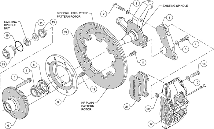 Forged Dynapro 6 Big Brake Front Brake Kit (5 x 5 Hub) Assembly Schematic