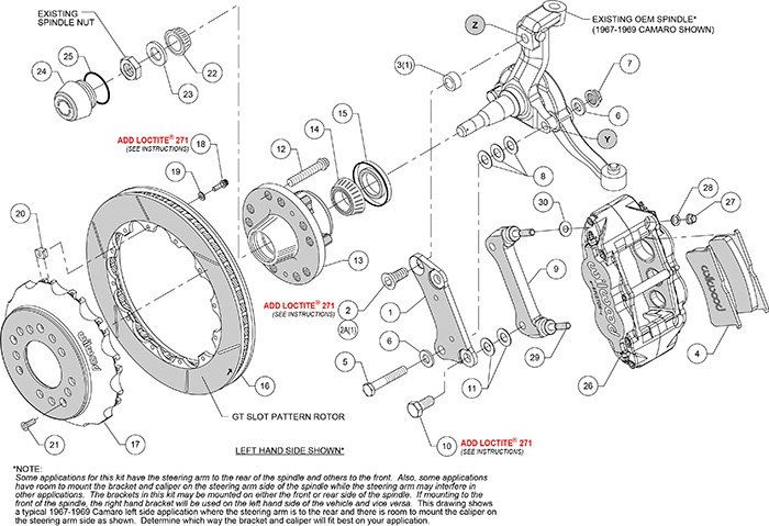 Forged Narrow Superlite 6R Big Brake Dynamic Front Brake Kit (Hub) Assembly Schematic