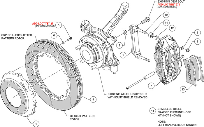 Forged Narrow Superlite 6R Big Brake Front Brake Kit (Hat) Assembly Schematic