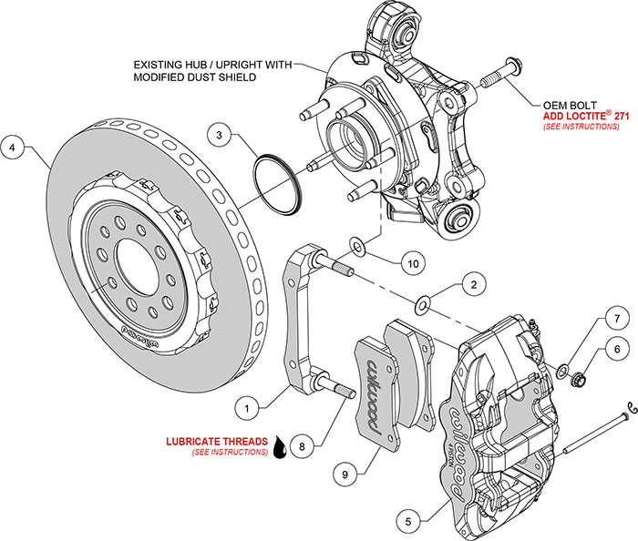 AERO4 WCCB Carbon-Ceramic Big Brake Rear Kit Assembly Schematic
