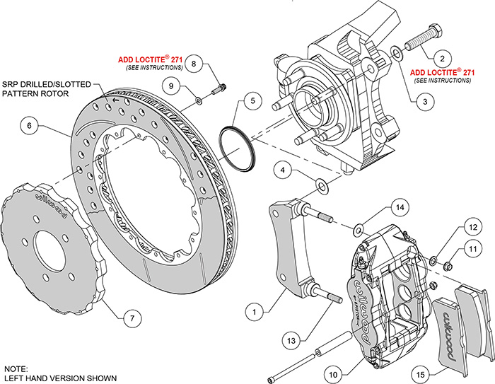 Forged Narrow Superlite 6R Big Brake Front Brake Kit (Hat) Assembly Schematic