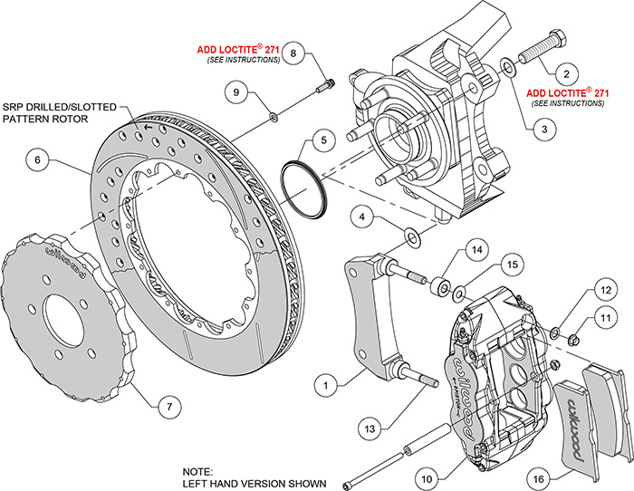 Forged Narrow Superlite 6R Big Brake Front Brake Kit (Hat) Assembly Schematic