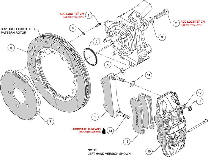 AERO6 Big Brake Front Brake Kit Assembly Schematic