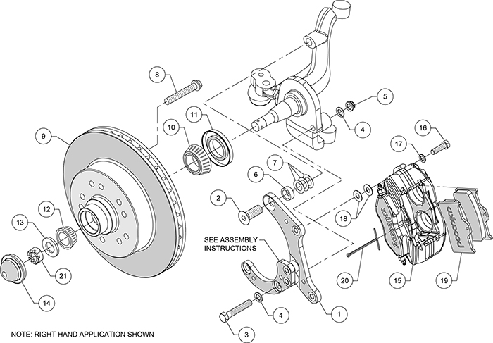 Classic Series Dynalite Front Brake Kit Assembly Schematic