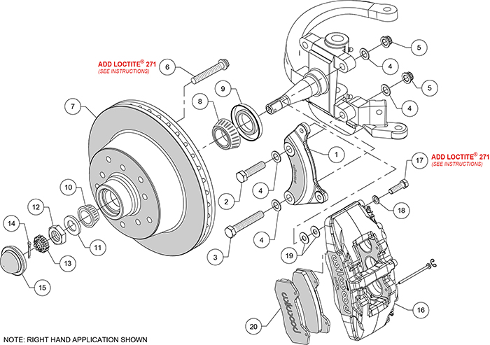 Classic Series Dynapro 6 Front Brake Kit Assembly Schematic