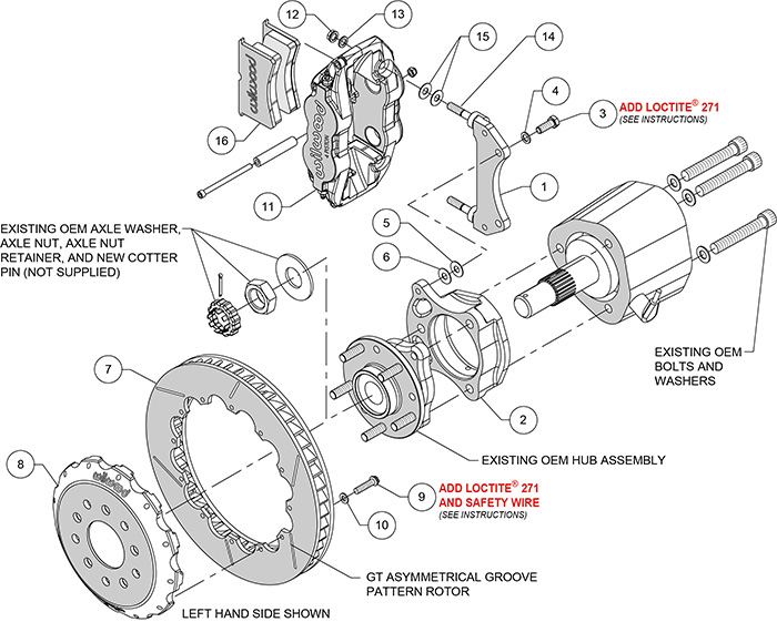 Forged Narrow Superlite 4R Big Brake Rear Brake Kit (Race) Assembly Schematic