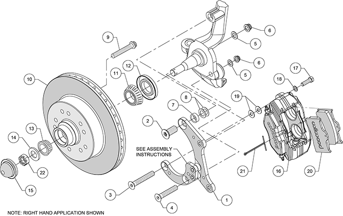 Classic Series Dynalite Front Brake Kit Assembly Schematic