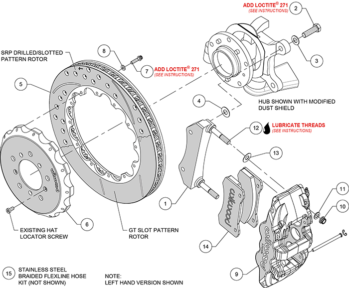 AERO6 Big Brake Front Brake Kit Assembly Schematic