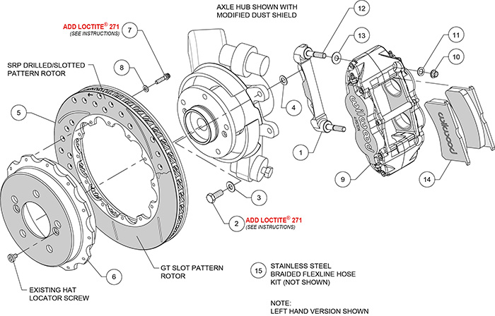 Forged Narrow Superlite 4R Big Brake Rear Brake Kit For OE Parking Brake Assembly Schematic