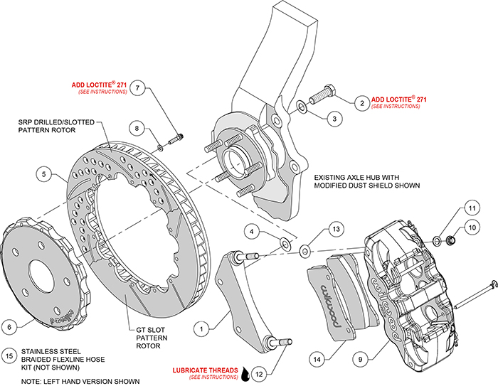 AERO6 Big Brake Front Brake Kit Assembly Schematic