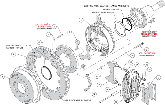 Forged Narrow Superlite 4R Big Brake Rear Parking Brake Kit Assembly Schematic