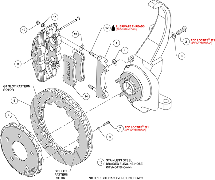 AERO6 Big Brake Front Brake Kit Assembly Schematic