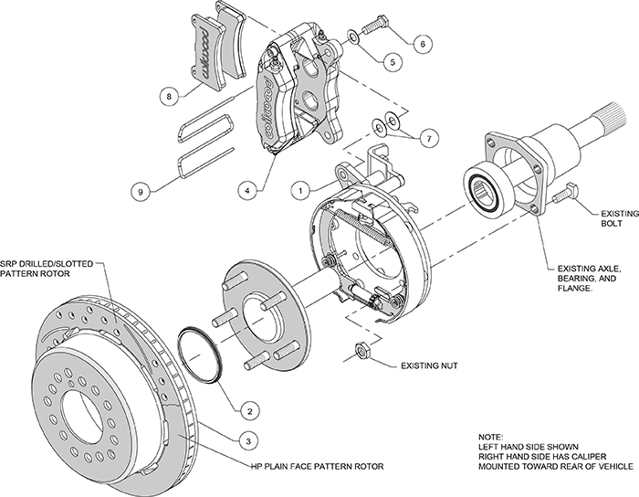 Forged Dynapro Low-Profile Rear Parking Brake Kit Assembly Schematic