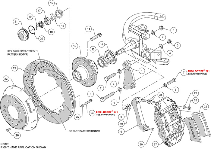 Forged Narrow Superlite 6R Big Brake Front Brake Kit (Hub) Assembly Schematic