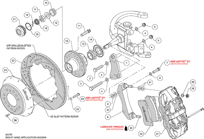 AERO6 Big Brake Front Brake Kit Assembly Schematic