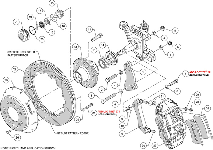 Forged Narrow Superlite 6R Big Brake Front Brake Kit (Hub) Assembly Schematic