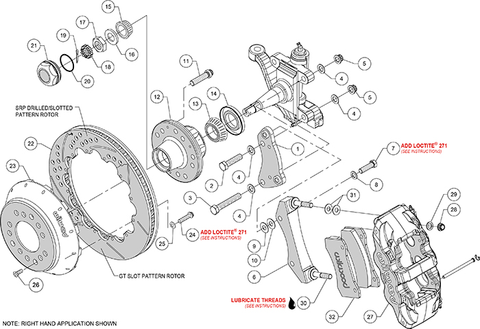 AERO6 Big Brake Front Brake Kit Assembly Schematic