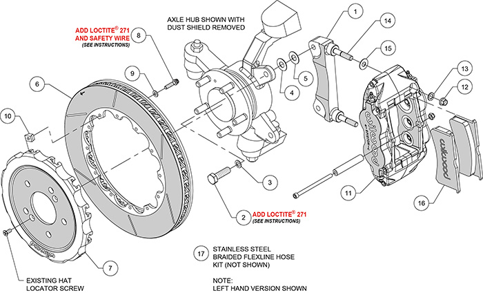 Forged Superlite 6R Big Brake Front Brake Kit (Race) Assembly Schematic