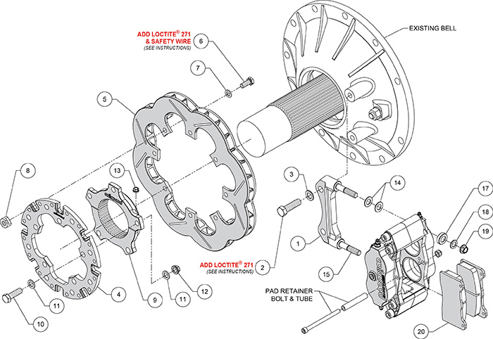 Billet Narrow Dynalite Radial Mount Sprint Inboard Brake Kit Assembly Schematic