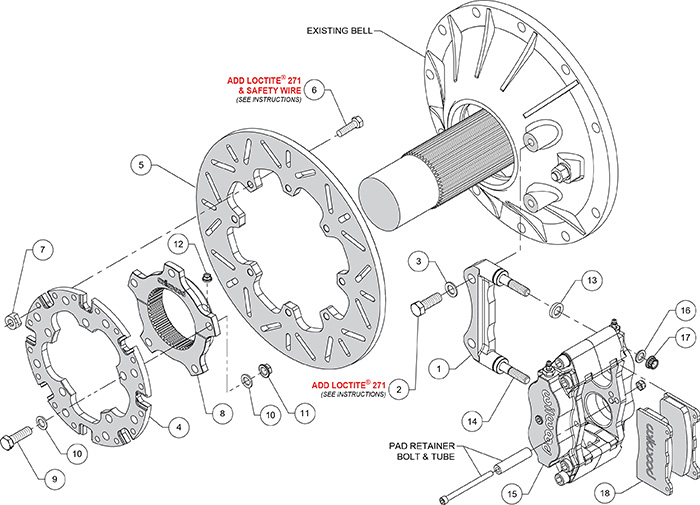 Billet Narrow Dynalite Radial Mount Sprint Inboard Brake Kit Assembly Schematic