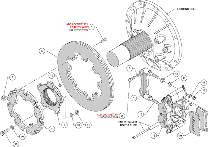Billet Narrow Dynalite Radial Mount Sprint Inboard Brake Kit Assembly Schematic