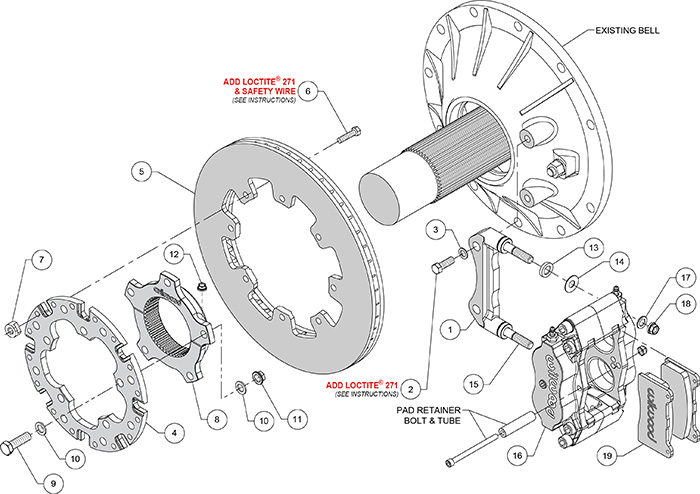 Billet Narrow Dynalite Radial Mount Sprint Inboard Brake Kit Assembly Schematic