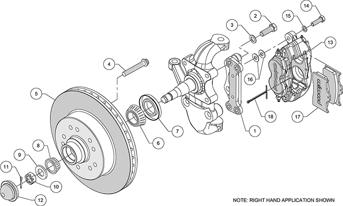 Classic Series Dynalite Front Brake Kit Assembly Schematic