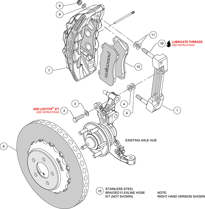 SX6R WCCB Carbon-Ceramic Big Brake Front Brake Kit Assembly Schematic