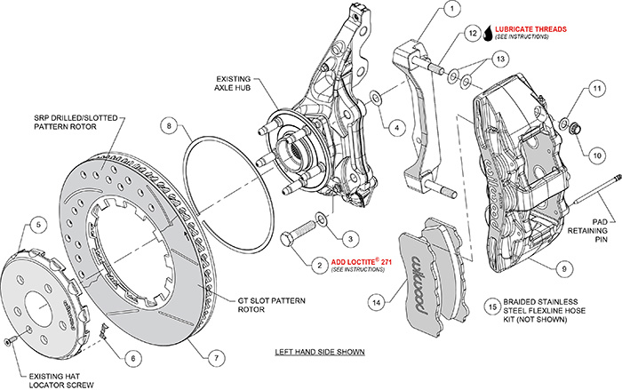 SX6R Big Brake Dynamic Front Brake Kit Assembly Schematic