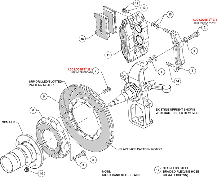 Dynapro Radial Big Brake Front Brake Kit (Hat) Assembly Schematic