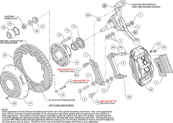 Forged Narrow Superlite 6R Dust-Seal Big Brake Front Brake Kit (Hub) Assembly Schematic