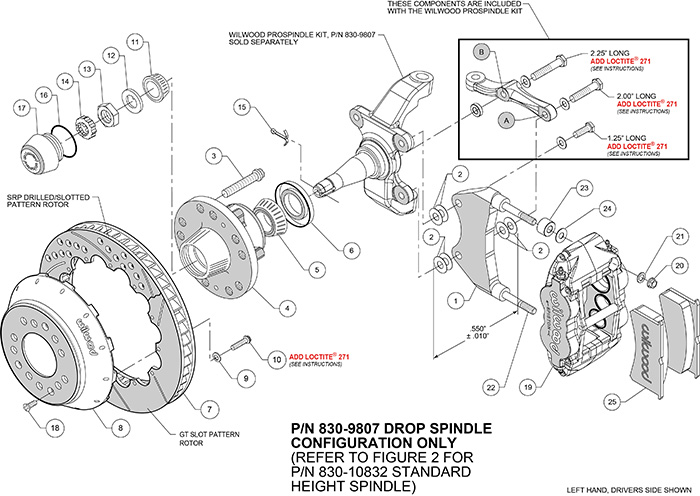 Forged Narrow Superlite 6R Dust-Seal Big Brake Front Brake Kit (Hub) Assembly Schematic