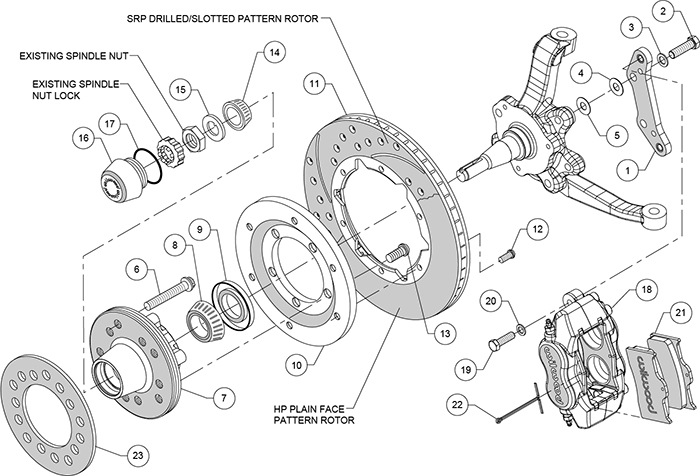 Forged Dynalite Pro Series Front Brake Kit Assembly Schematic