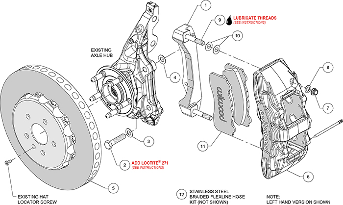 SX6R WCCB Carbon-Ceramic Big Brake Front Brake Kit Assembly Schematic