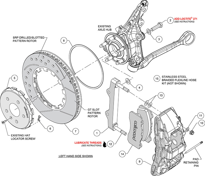 SX6R Big Brake Dynamic Front Brake Kit Assembly Schematic