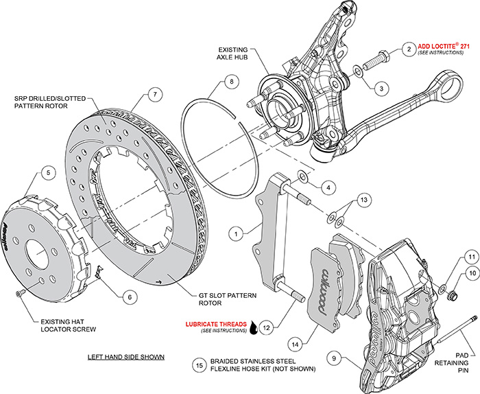 SX6R Big Brake Dynamic Front Brake Kit Assembly Schematic