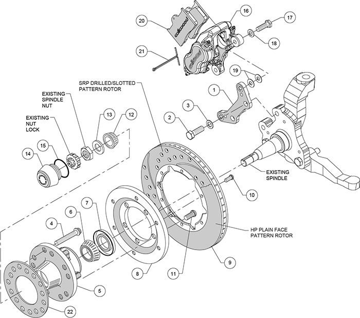 Forged Dynalite Pro Series Front Brake Kit Assembly Schematic