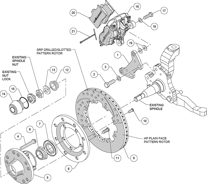 Forged Dynalite Big Brake Front Brake Kit (Hub) Assembly Schematic