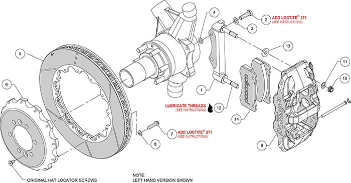 AERO6 Big Brake Front Brake Kit Assembly Schematic