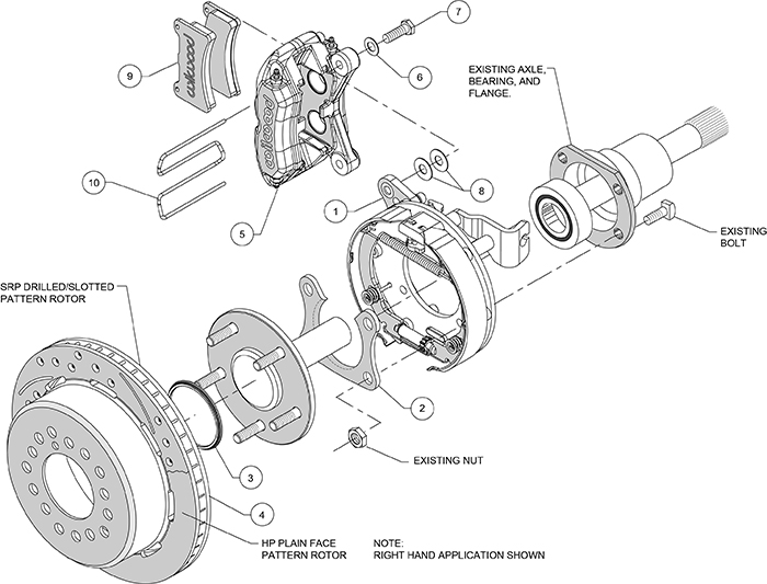 Forged Dynapro Low-Profile Dust Seal Rear Parking Brake Kit Assembly Schematic
