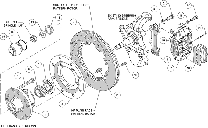 Forged Dynalite Big Brake Front Brake Kit (Hub) Assembly Schematic