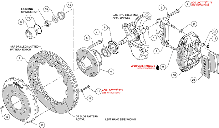 Forged Narrow Superlite 6R Big Brake Front Brake Kit (Hub) Assembly Schematic